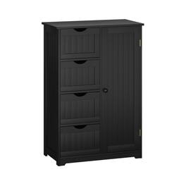 Pefilos - Standing Indoor Wooden Cabinet with 4 Drawers- Small Bathroom Storage Cabinet for Entryway Storage, Home Office - Black