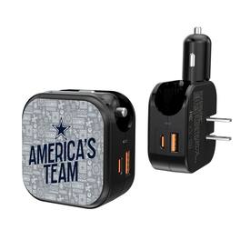 Keyscaper - Black Dallas Cowboys 2-In-1 USB A/C Charger - Black