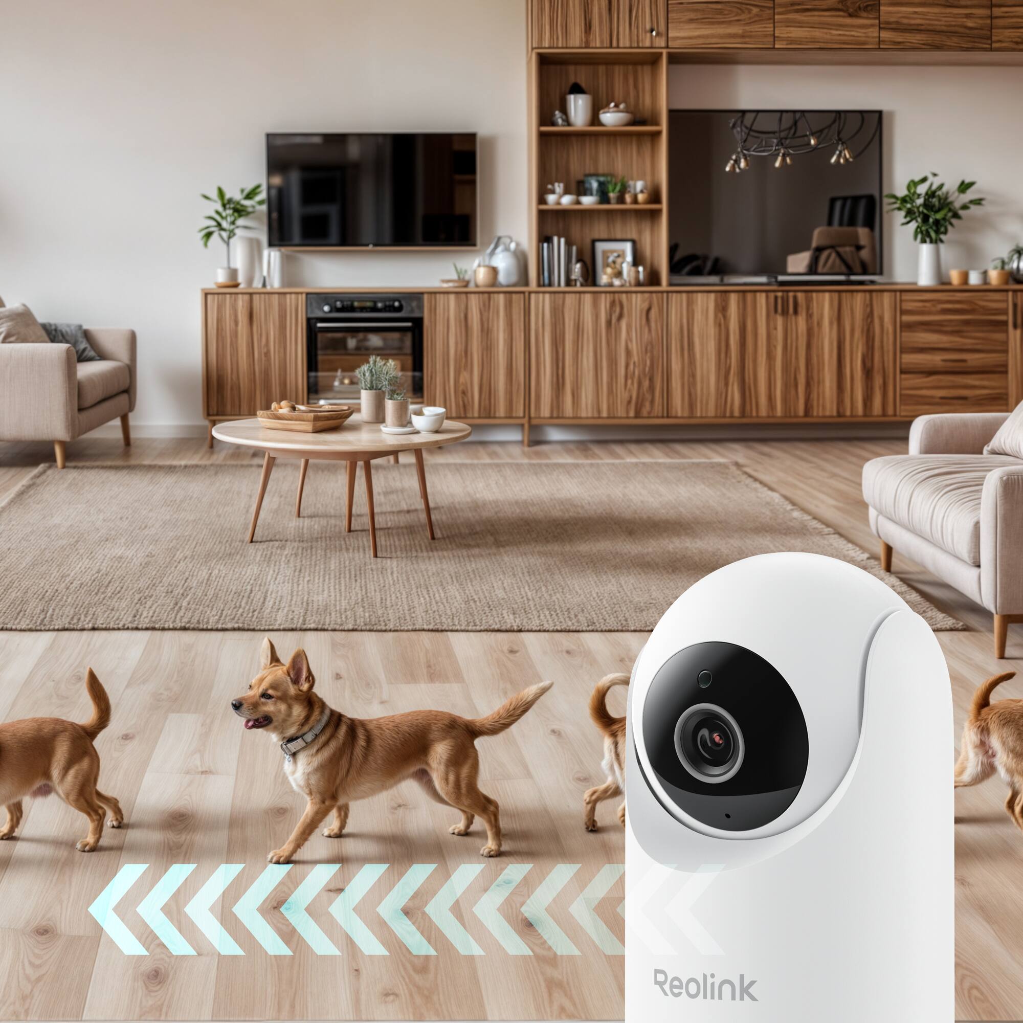 Left. Reolink - Reolink - E331 2K+ 5MP Indoor Wired Wi - Fi Pan Tilt Baby + Pet Monitor Camera with Auto - Track and Cry Detect - White - White.