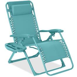 Best Choice Products - Monochromatic Zero Gravity Chair, Folding Patio Recliner w/Side Tray, Headrest - Caribbean