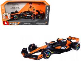 Bburago - McLaren MCL38 #4 Lando Norris OKX F1 Miami GP 2024 Winner Formula One Driver Figure 1:24 Diecast - Black and Orange