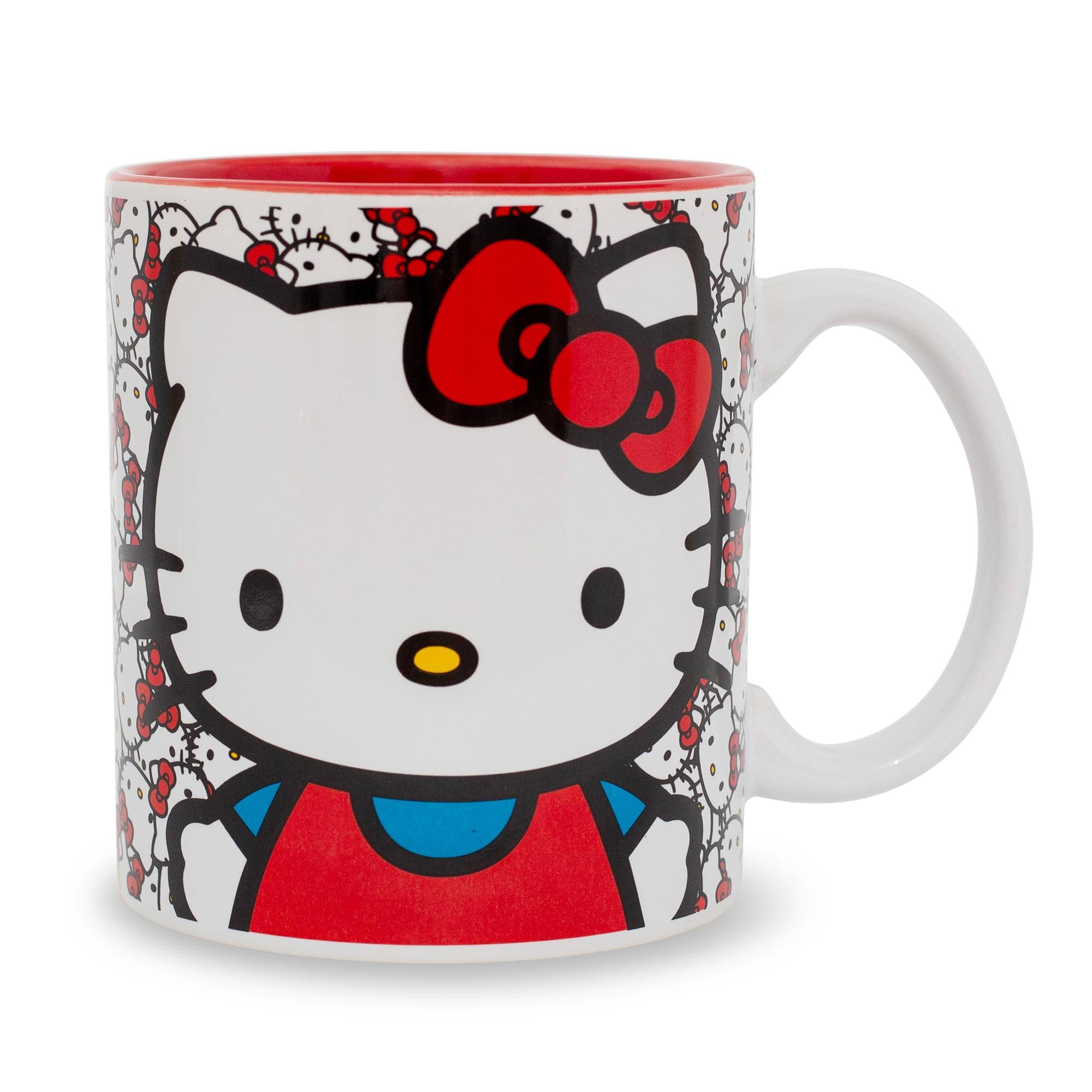 Alt View 1. Silver Buffalo - Sanrio Hello Kitty Allover Faces Ceramic Mug | Holds 20 Ounces - Red.