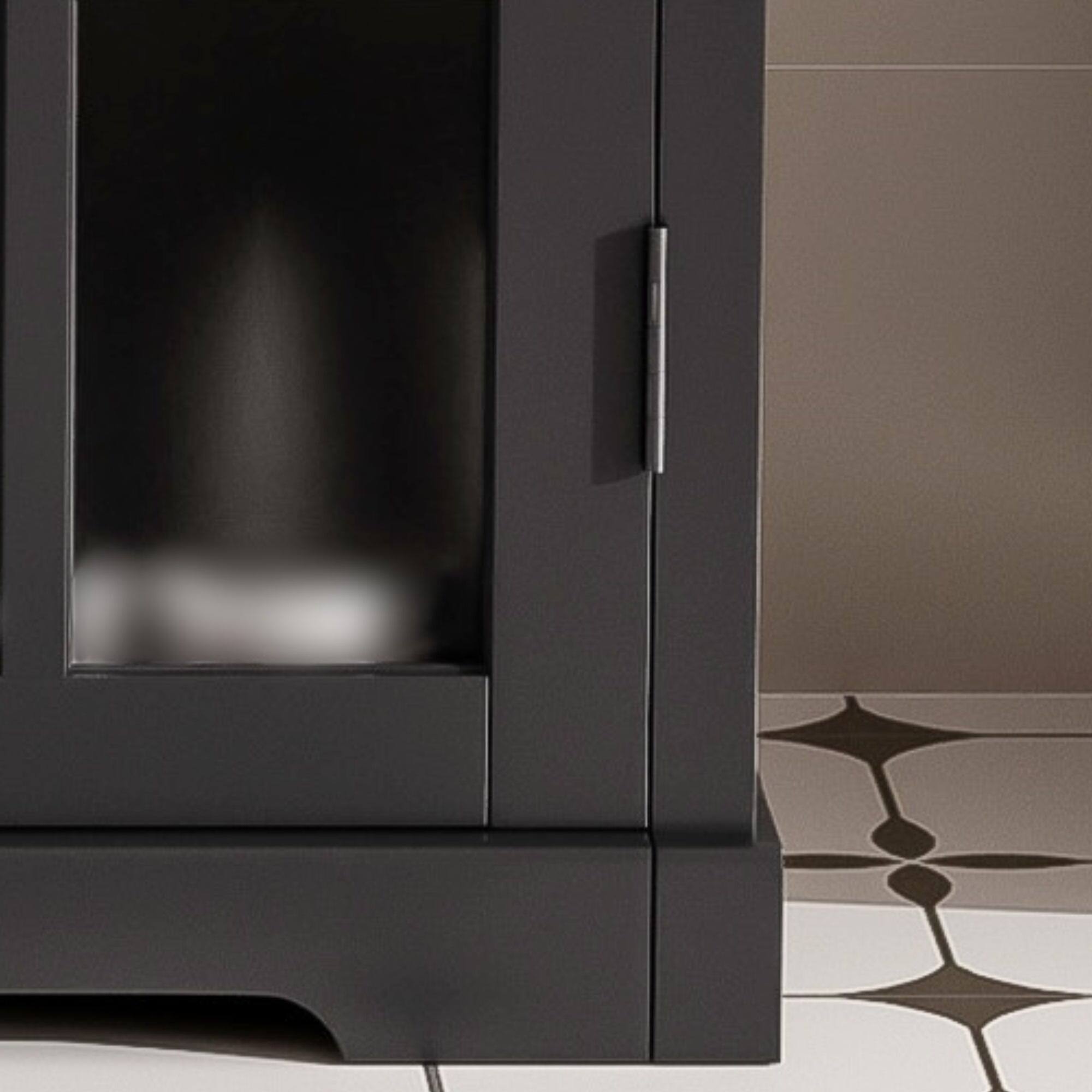 Alt View 4. Boyel Living - 30 Inch Modern Bathroom Vanity with Ceramic Sink Tempered Glass and Black Handles Rubber Wood Frame Black - Black.