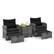 Front. Costway - 5 Piece Patio Rattan Furniture with 2 Ottomans & Tempered Glass Coffee Table - Black.