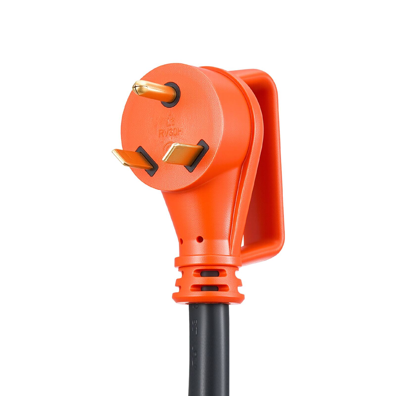 Alt View 5. VEVOR - 100 FT RV Extension Cord, 30 Amp, 125V 2500W Heavy Duty STW 10/3 Gauge Wire, NEMA TT-30P Male NEMA TT-30R Female Plug - Black; Orange.