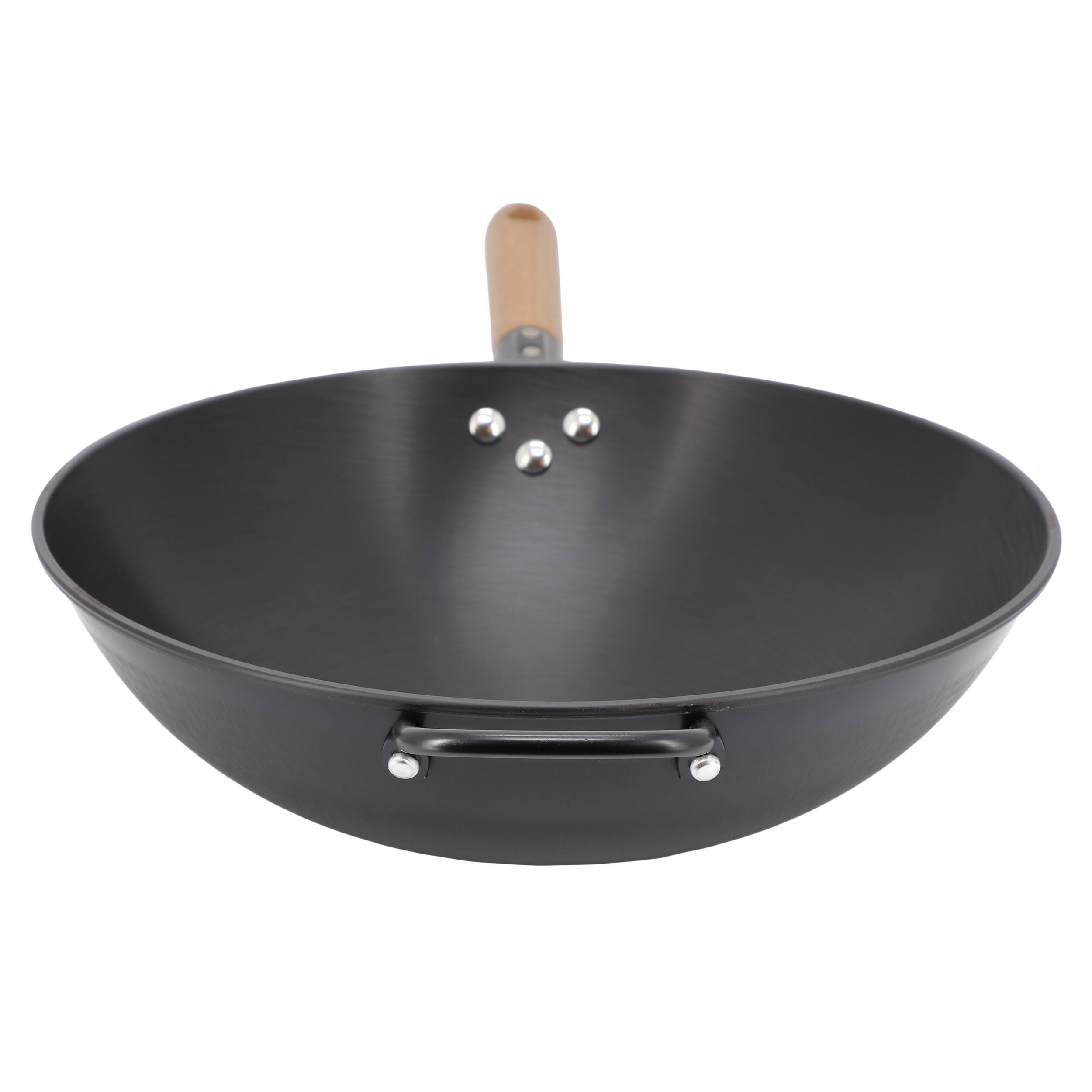 Alt View 1. Gibson - Gibson Home Welton 13.5 Inch Carbon Steel Wok with Wood Handle in Black - Black.