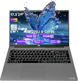 NIMO - 17.3" IPS FHD-Laptop Intel 6 Cores i3-1215U 32GB RAM 512GB SSD 4.4GHz - Gray