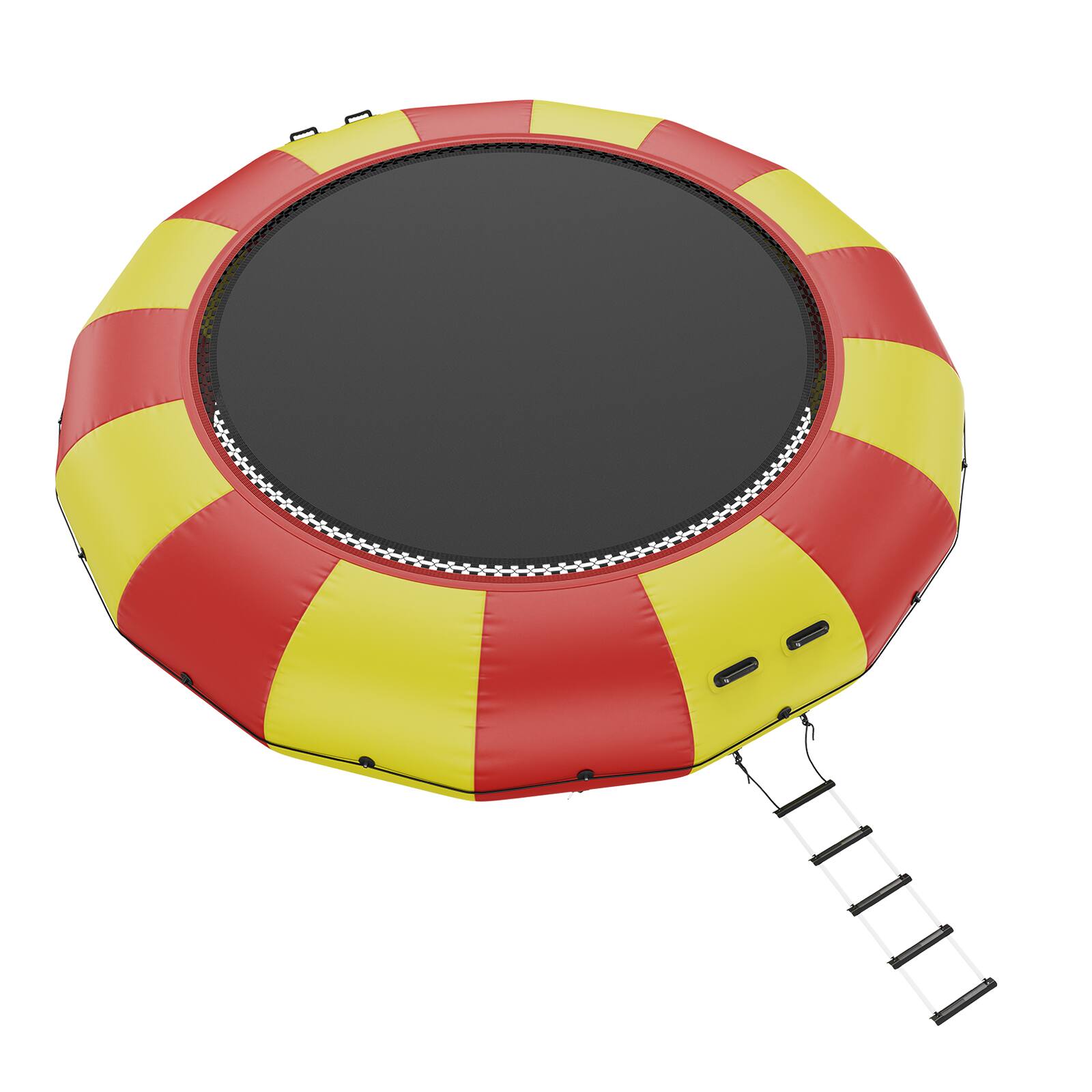 Alt View 4. VEVOR - Inflatable Water Bouncer, 17ft Recreational Water Trampoline, Portable Bounce Swim Platform with 5-Step Ladder - Red, yellow.