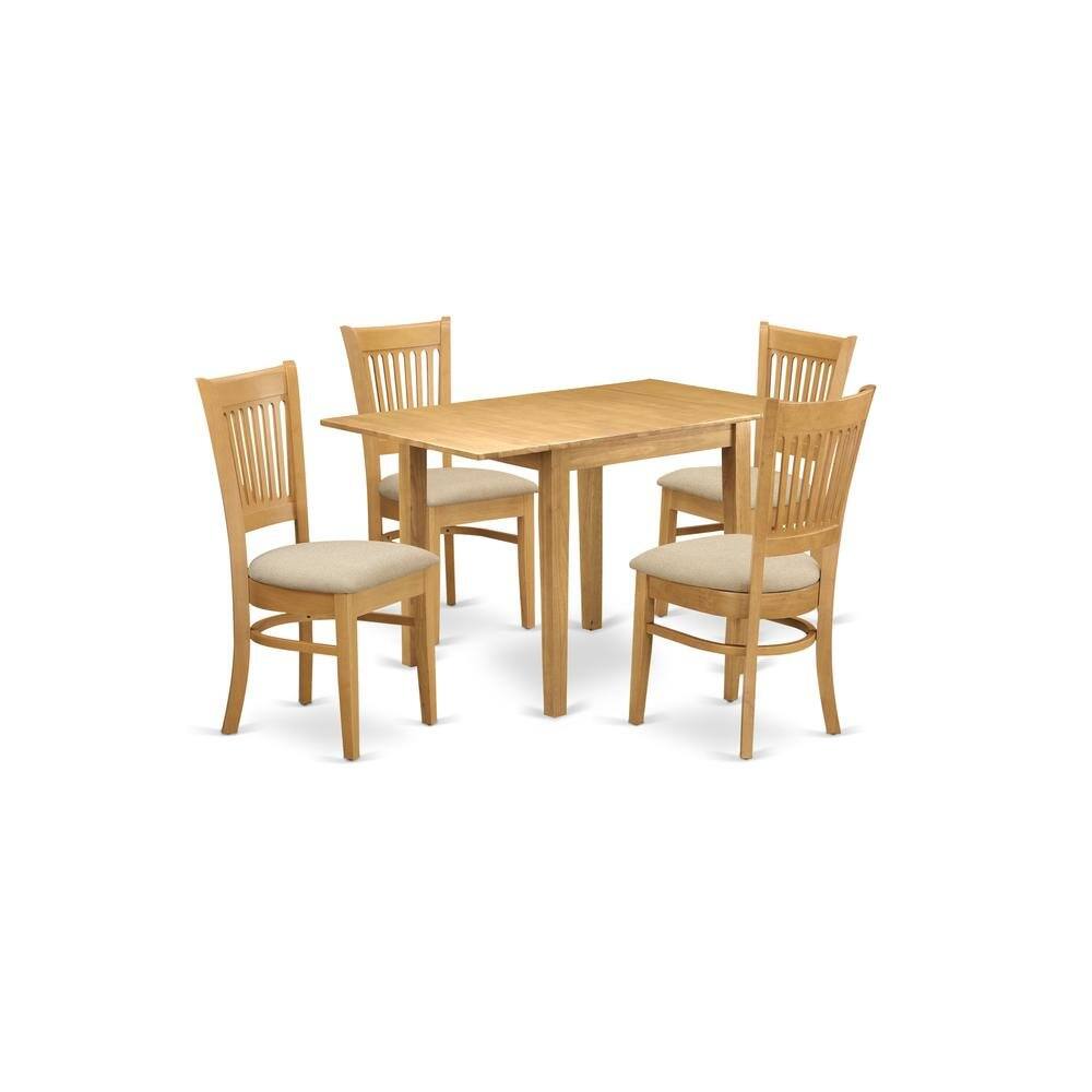 Alt View 8. FurniFact - 5 Piece Solid Wood Kitchen Table Set with Dining Chairs for Four - Brown.