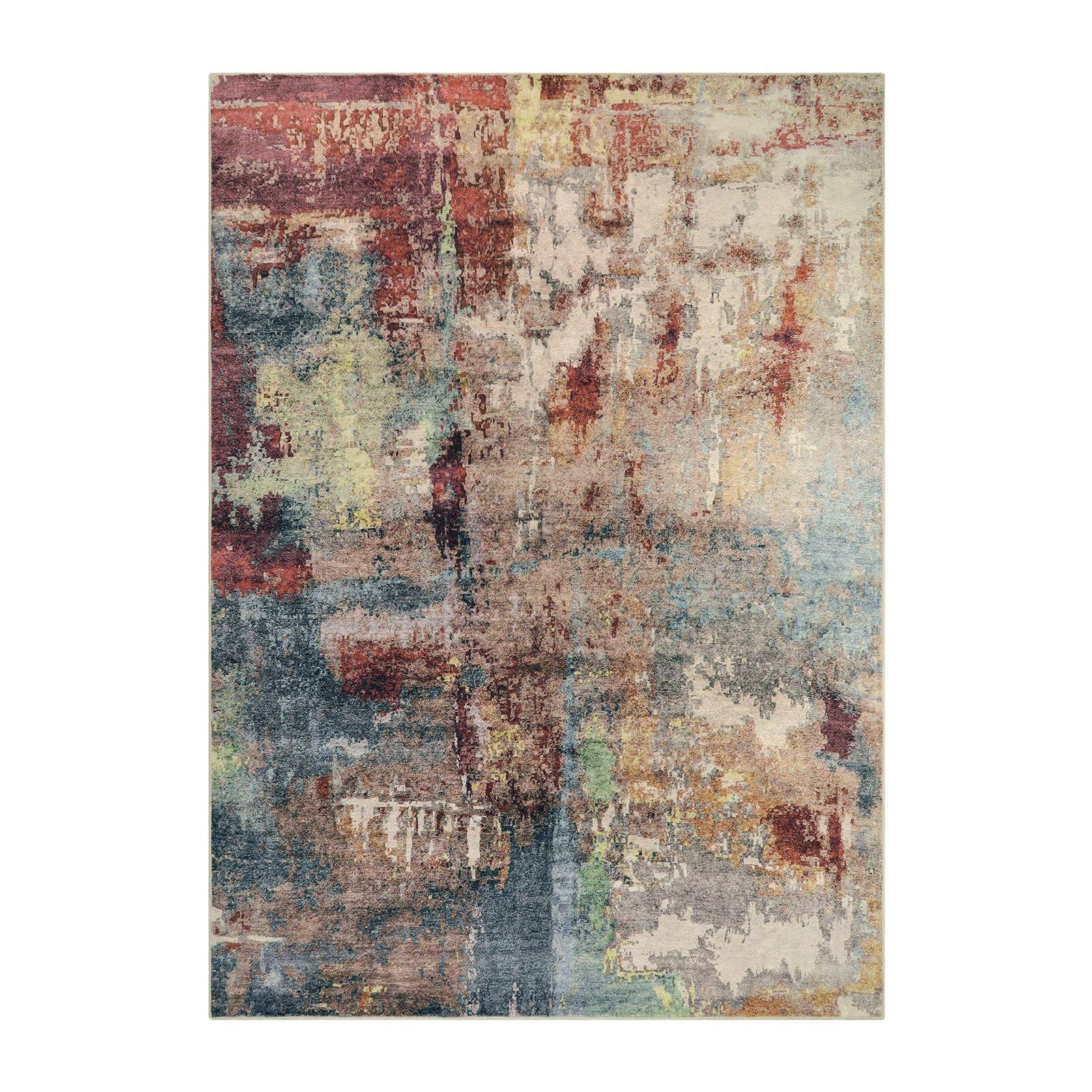 Alt View 6. Fabibe - 5X7 RED Modern Contemporary Abstract Machine Washable Wool Synthetic Indoor LAHOME MODERN ABSTRACT AREA FOR LIVING - Rosy 3' Round.