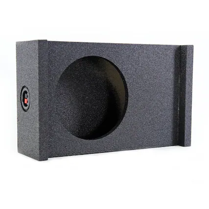 Front. QPower - QPower Single 10 Inch Sub Enclosure, Universal Downfire/Behind Seat Speaker Box - Charcoal Gray.