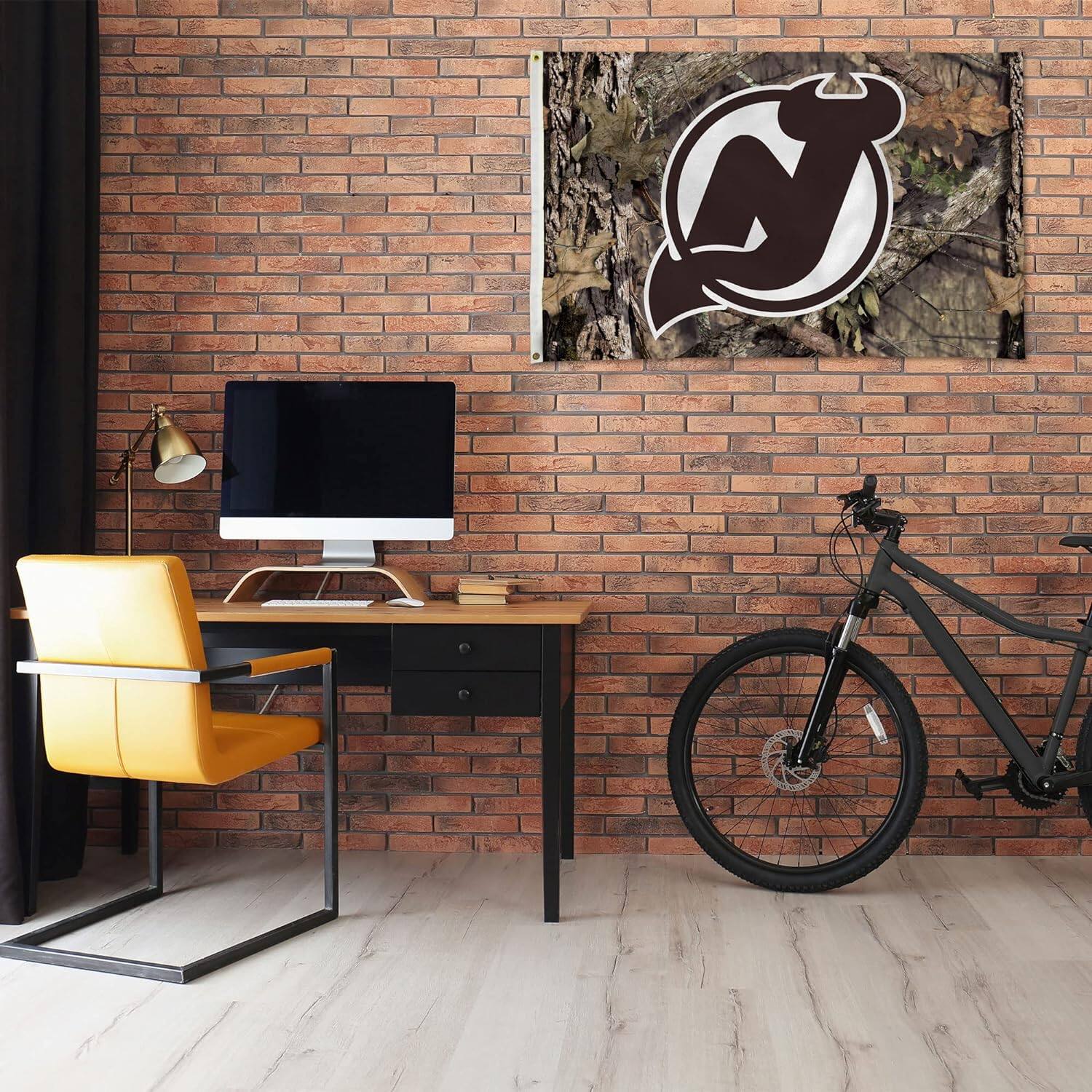 Alt View 2. Rico Industries - New Jersey Devils 3x5 Indoor Outdoor Camo Banner Flag with grommets for hanging - Multi.