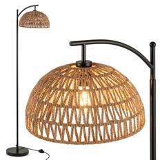 Front. Costway - Costway Arc Floor Lamp Modern Tall Standing Lamp with Hanging Lampshade Anti-tipping Base - Black.