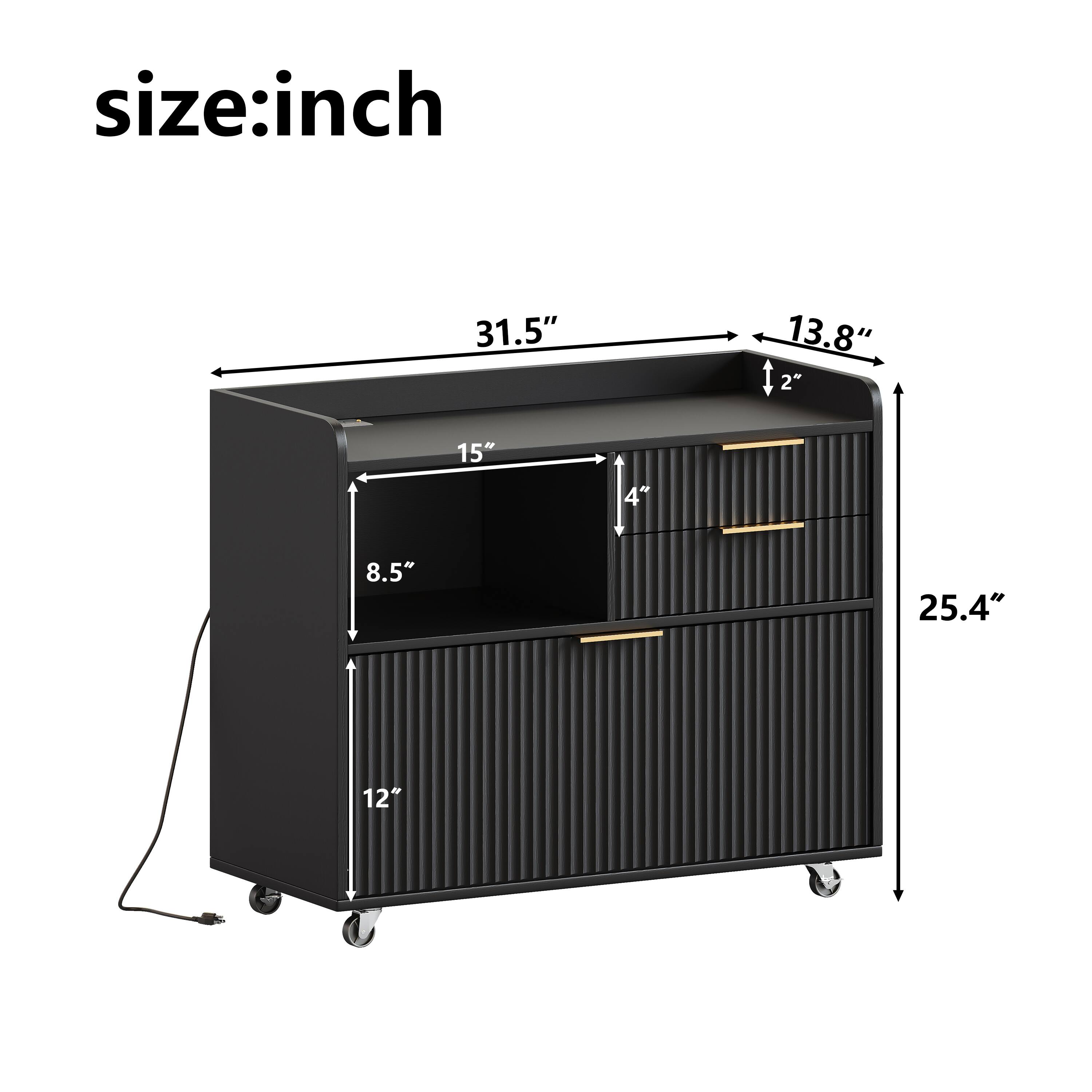 size: inch  
31.5" 13.8" 12" 2" 15" 4" 8.5" 25.4" 12"