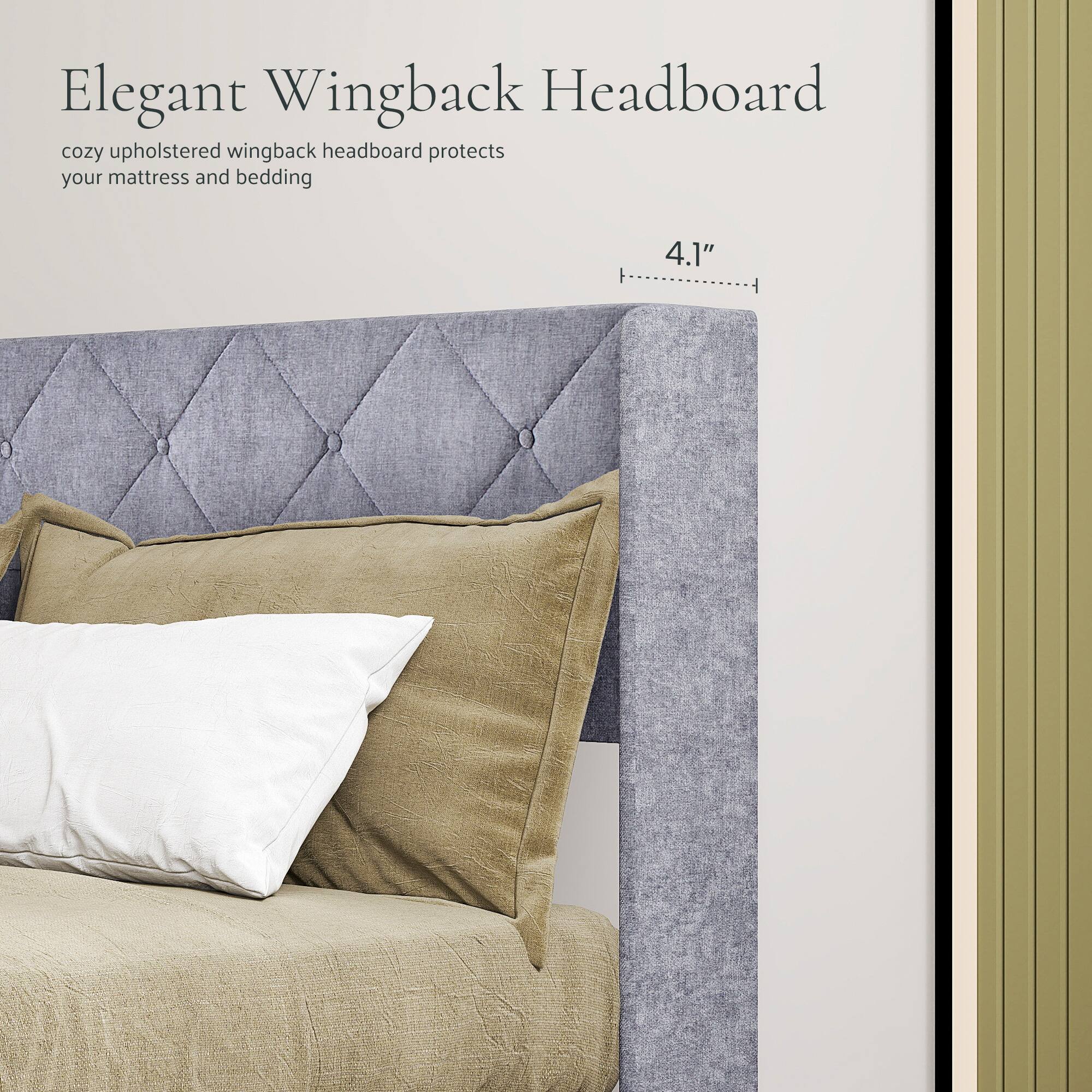 Elegant Wingback Headboard

cozy upholstered wingback headboard protects your mattress and bedding

4.1"