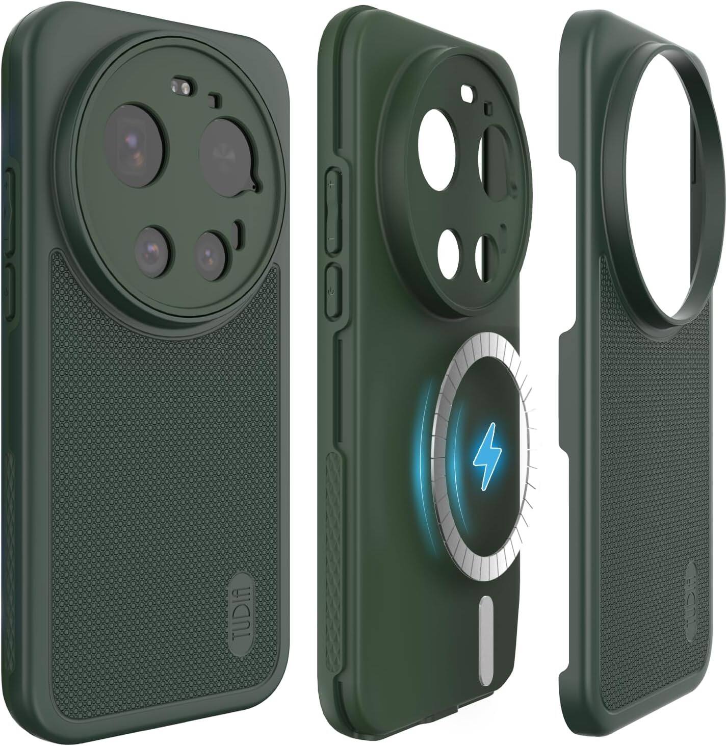 Front. TUDIA - TUDIA MergeGrip MagSafe Protective Case for Xiaomi 17 Ultra 5G (2026), Pine Green - Pine Green.