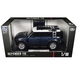 Land Rover Defender 110 Blue Metallic with White Top and Roof Rack 1/18 Diecast Model Car by Heimanba