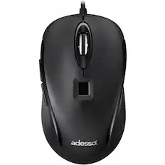 Front. Adesso - Adesso iMouse F1 Wired USB Mouse with Fingerprint Reader (TAA Compliant) - Optical - Cable - USB Type A - 1200 dpi - Black.