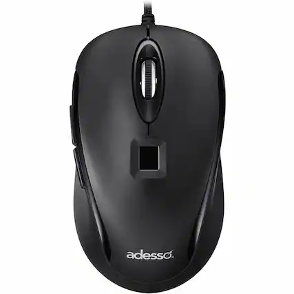 Front. Adesso - Adesso iMouse F1 Wired USB Mouse with Fingerprint Reader (TAA Compliant) - Optical - Cable - USB Type A - 1200 dpi - Scr - Unknown.