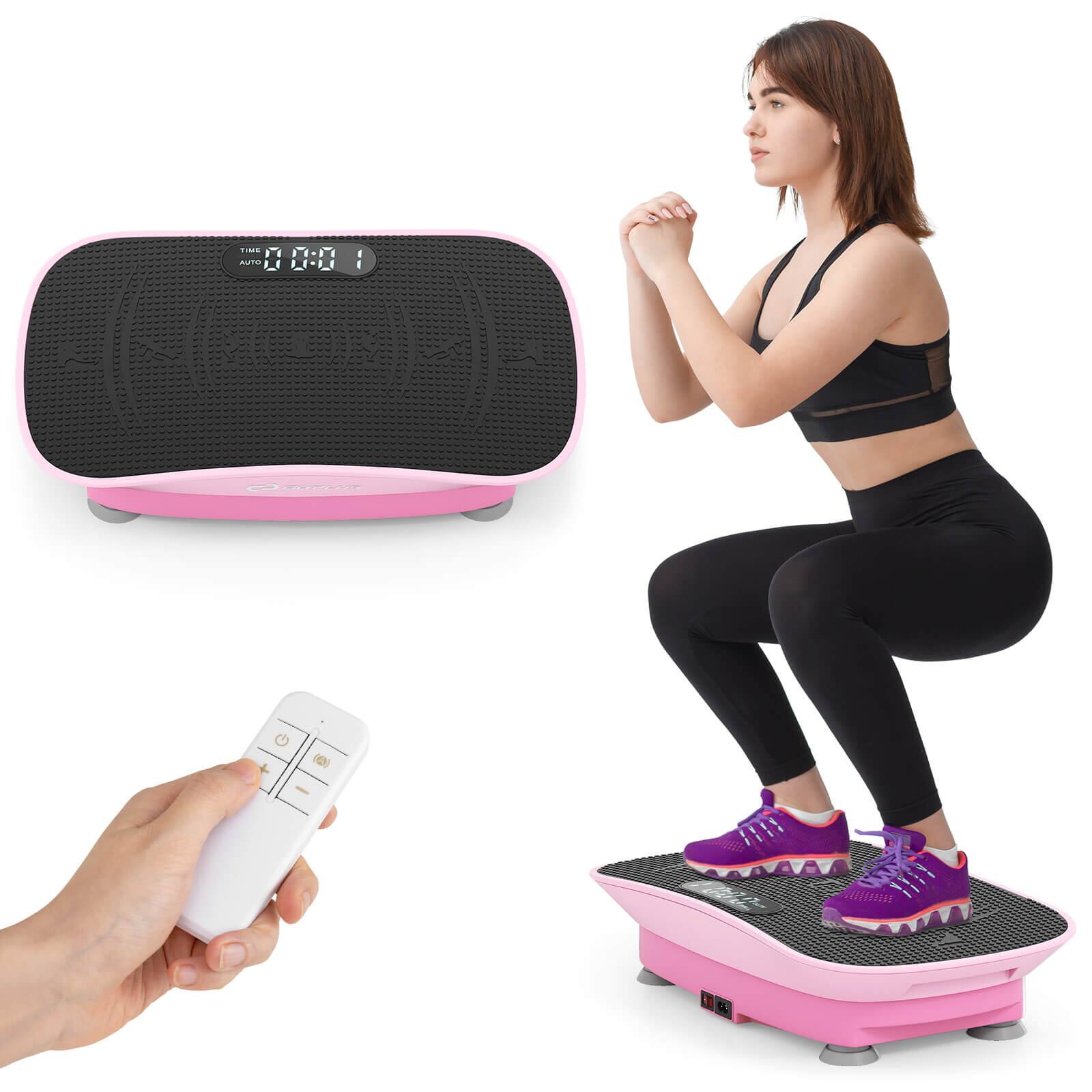 Costway - Vibration Plate Exercise Machine with 10 Speed Intensities Remote for Home Fitness - Pink+Black