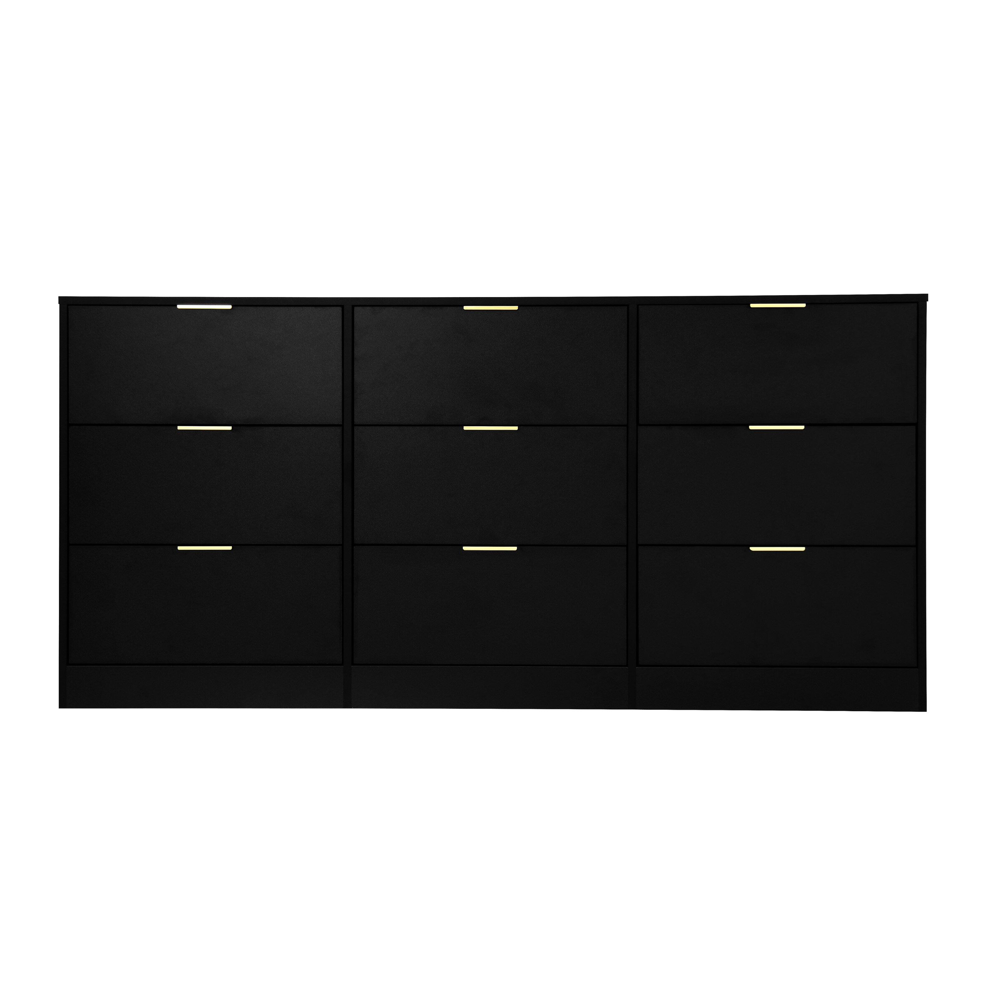 Alt View 3. Z-Edge - 9 Drawer Dresser for Bedroom with Deep Drawers, 63" Wide Large Floor Wood Dressers & Chest of Drawers for Living Room - Black.