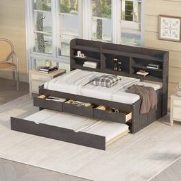 Loheer - Twin Captain Bed with Trundle and Storage Drawers - Antique Brown