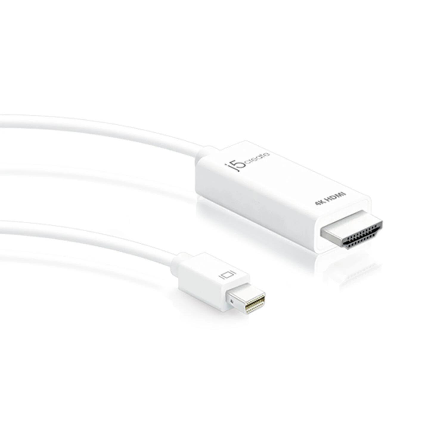 Angle. j5create - Mini DisplayPort to 4K HDMI Cable - White.