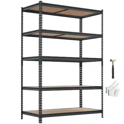 Front. VEVOR - Storage Shelves, 5-Tier Adjustable, 3000 lbs Capacity, Heavy Duty Garage Storage Shelving Unit, Metal Utility Rack Shelf - Black.