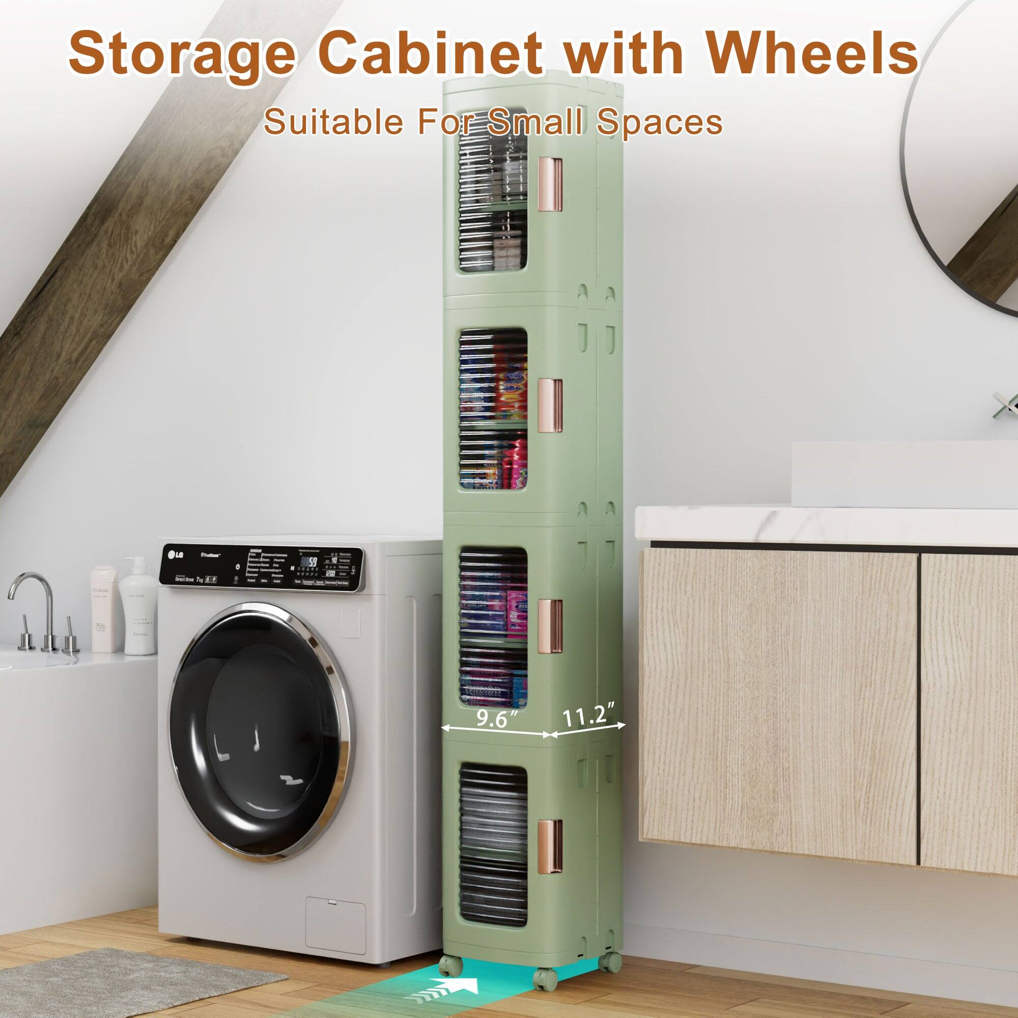 Storage Cabinet with Wheels  
Suitable For Small Spaces  
9.6" x 11.2"