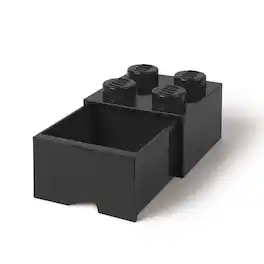 Room Copenhagen - LEGO Brick Drawer, 4 Knobs, 1 Drawer, Stackable Storage Box - Black