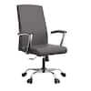 Front. LeisureMod - Evander Adjustable High-Back Office Chair Upholstered Leather Seat with Swivel and Tilt Ergonomic Desk Chair - Grey.