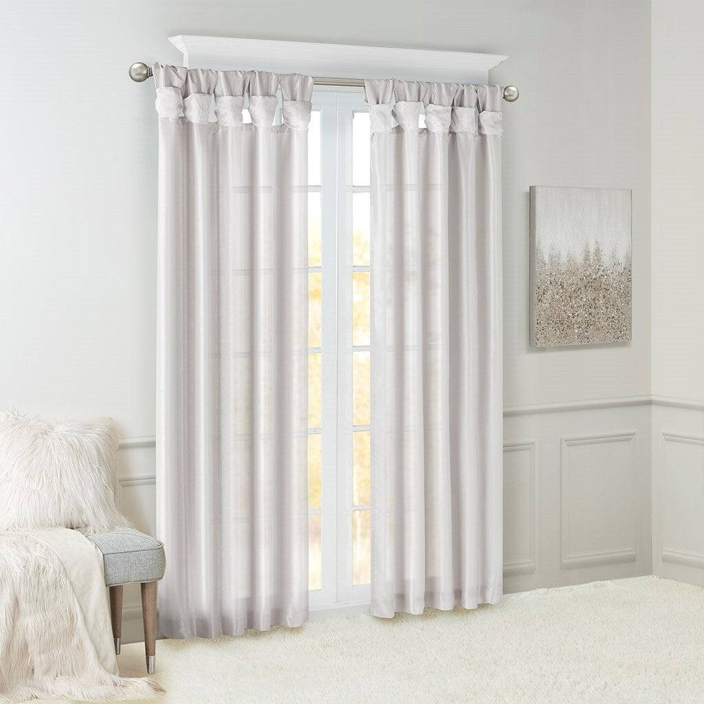 BreeBe - Twist Tab Lined Window Curtain Panel 50x108' - Silver
