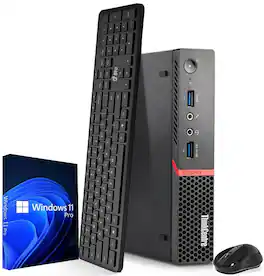 Lenovo - Refurbished Excellent - Tiny Desktop PC M-Series | AMD Ryzen 5 3400GE | 3.3GHz | 16GB DRR4 Ram | 256GB SSD | Wi-Fi | Keyboard & Mouse | Win11 - Black