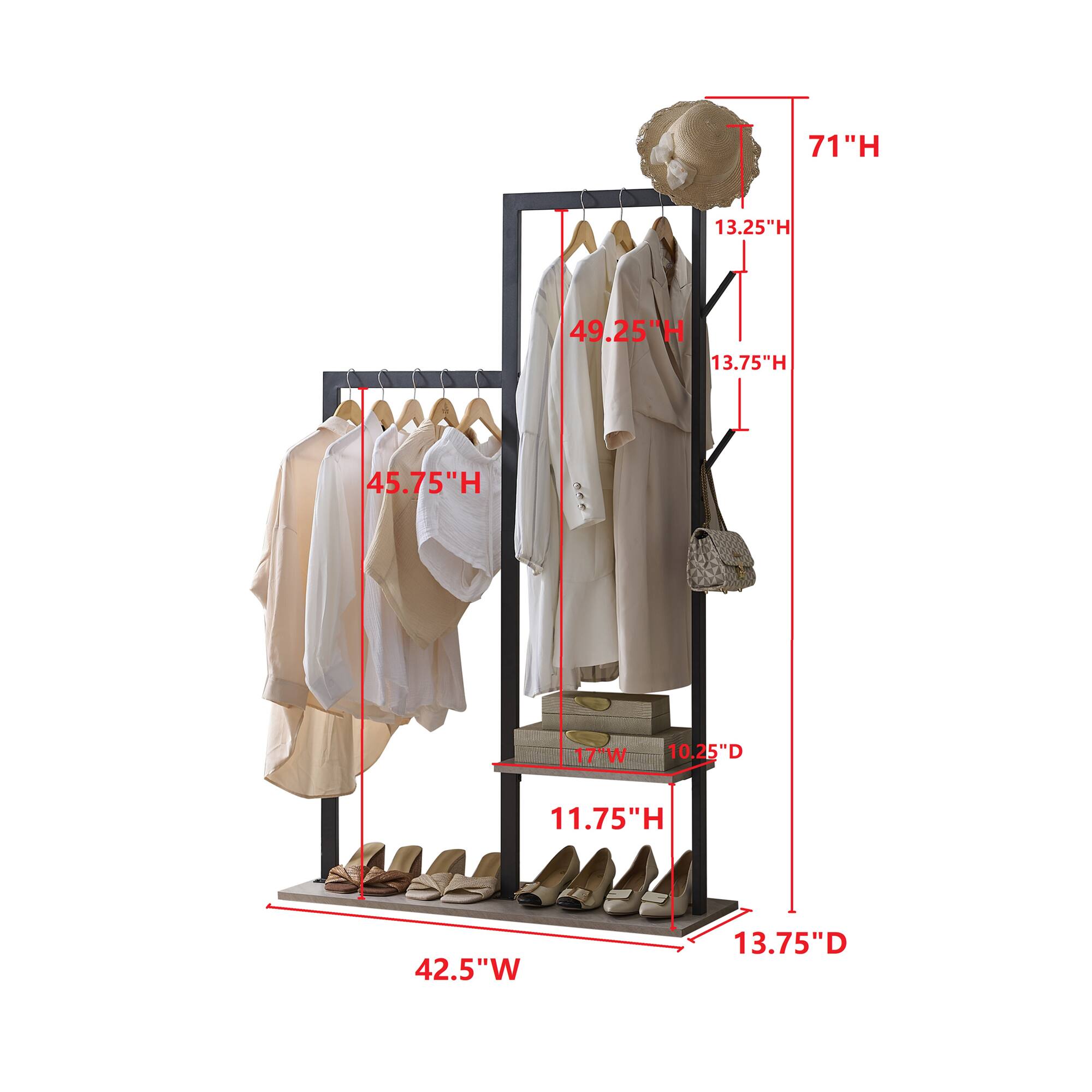 71"H  
13.25"H  
49.25"H  
13.75"H  
45.75"H  
17"W  
10.25"D  
11.75"H  
42.5"W  
13.75"D