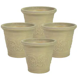 Sunnydaze - 16 in Arabella Polyresin Outdoor Planter - Set of 4 - Beige