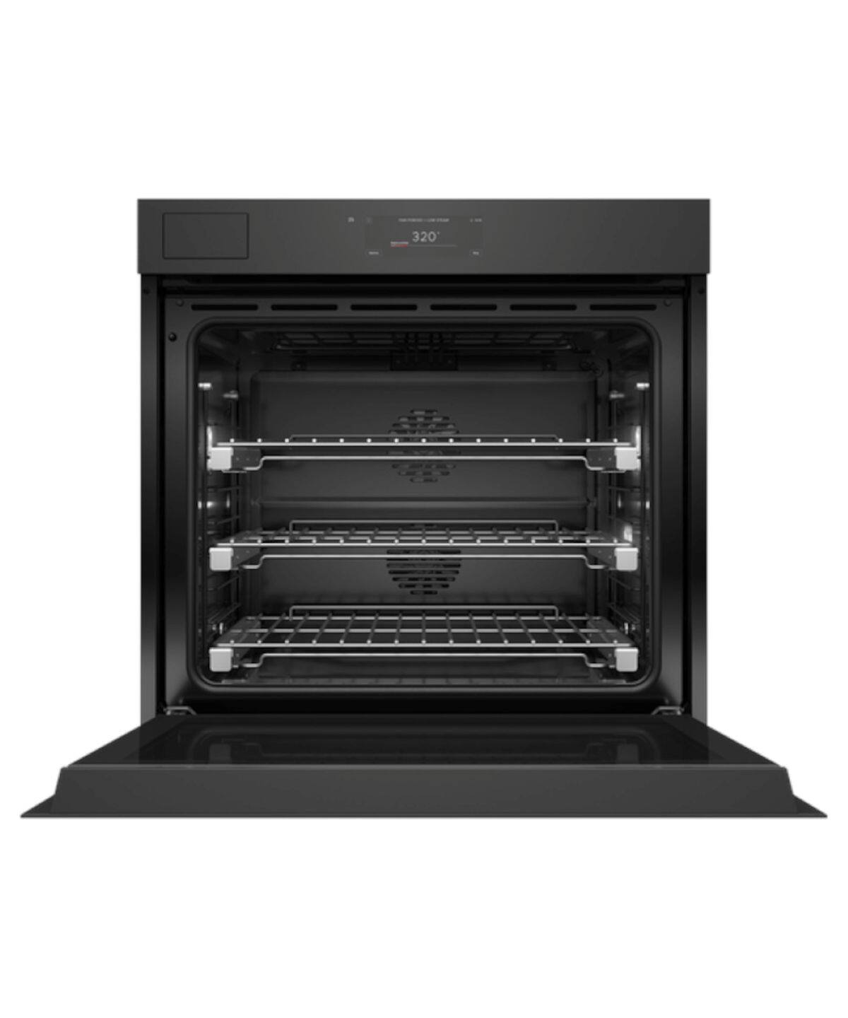 Alt View 11. Fisher & Paykel - 30" 4.9 cu. Ft. Single Oven w/ Steam Assist, 6.8" Touchscreen, Self-Cleaning, Handleless - Minimal Black (Soft Black) - Black.