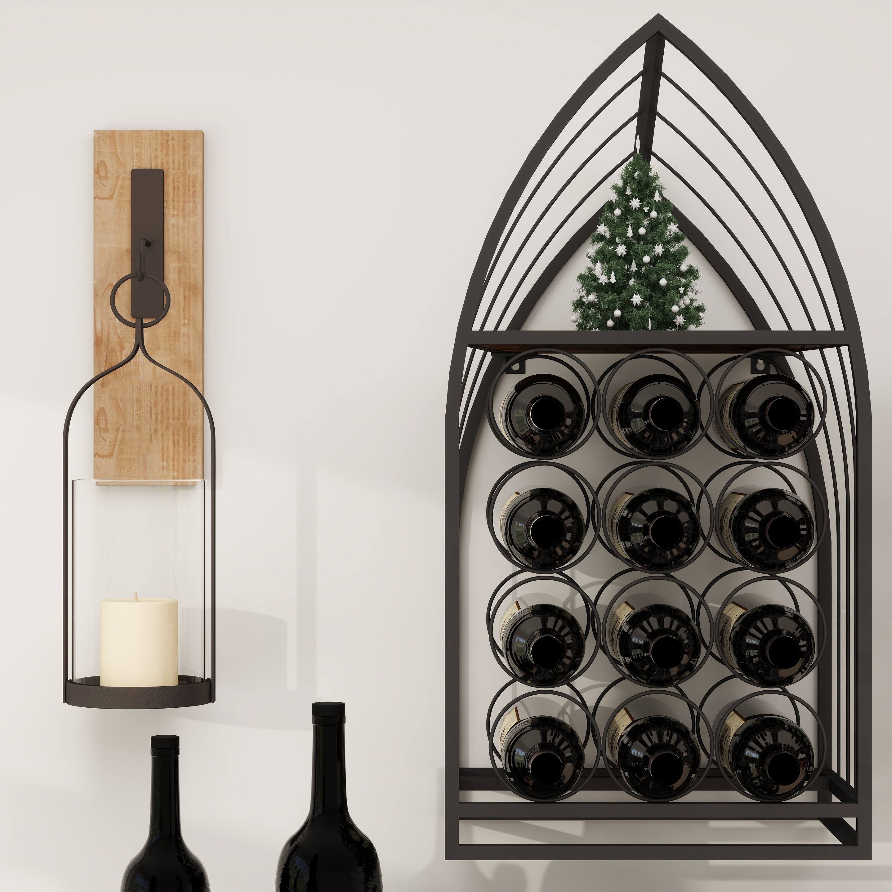 Alt View 3. TinyHomie - Sailboat Shaped Wine Cabinet Rack 2 Piece Display Rack Freestanding Wine Cabinet with Bottle Storage.