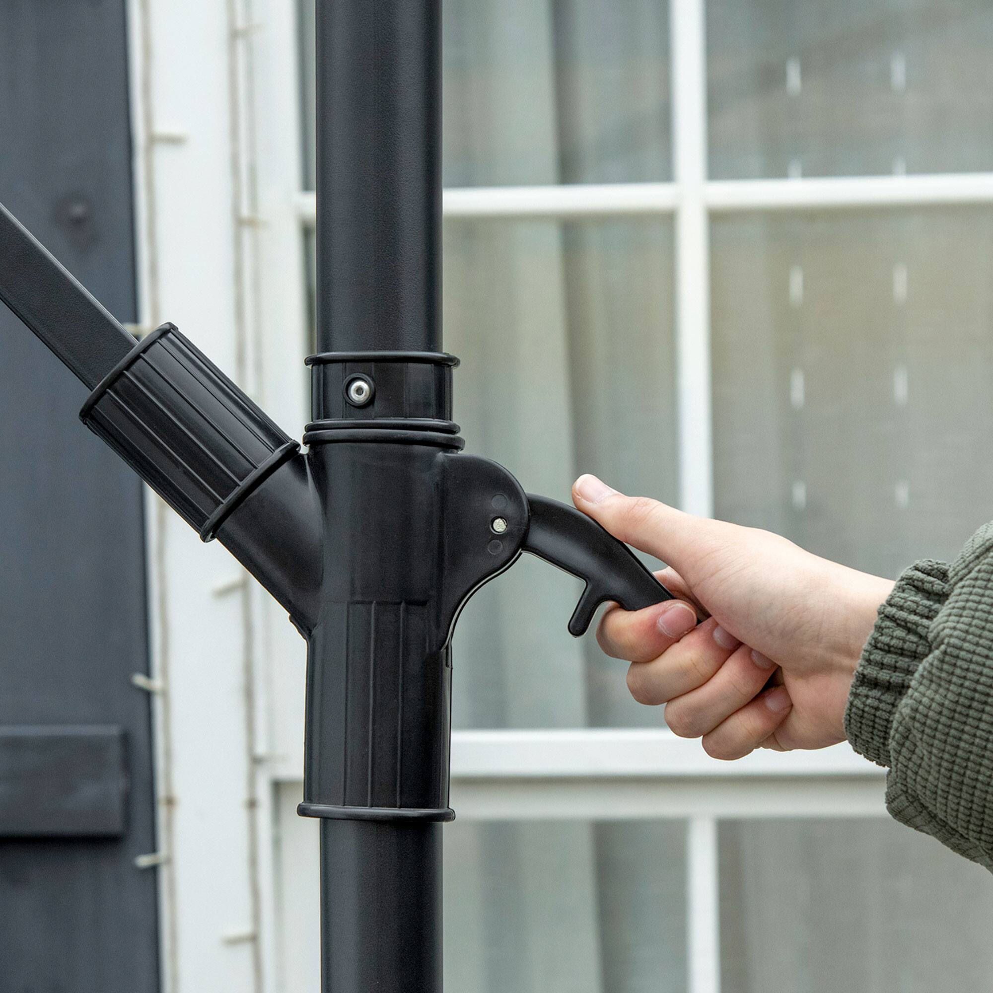 Alt View 4. Outsunny - 10FT Cantilever Umbrella, Offset Patio Umbrella with Crank and Cross Base for Deck, Backyard, Pool and Garden - Tan.