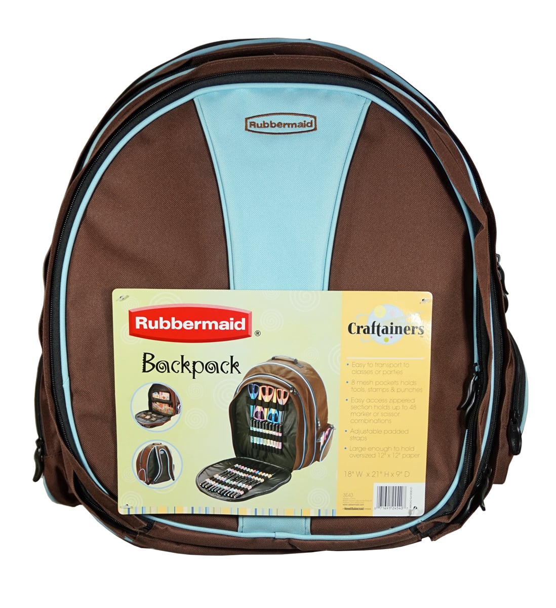 RubberMaid - Craftainers Backpack - Easy to Take to Scrapbooking Classes / Parties - Large enough to hold 12" x 12" papers - Multi