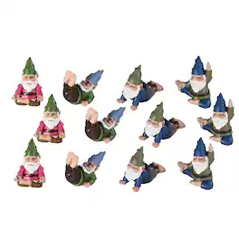 FC Design - 12-PC Miniature Yoga Gnome Figurine Set 1.75"H Office Desk Tabletop Home Decor Gift - Multi-Color