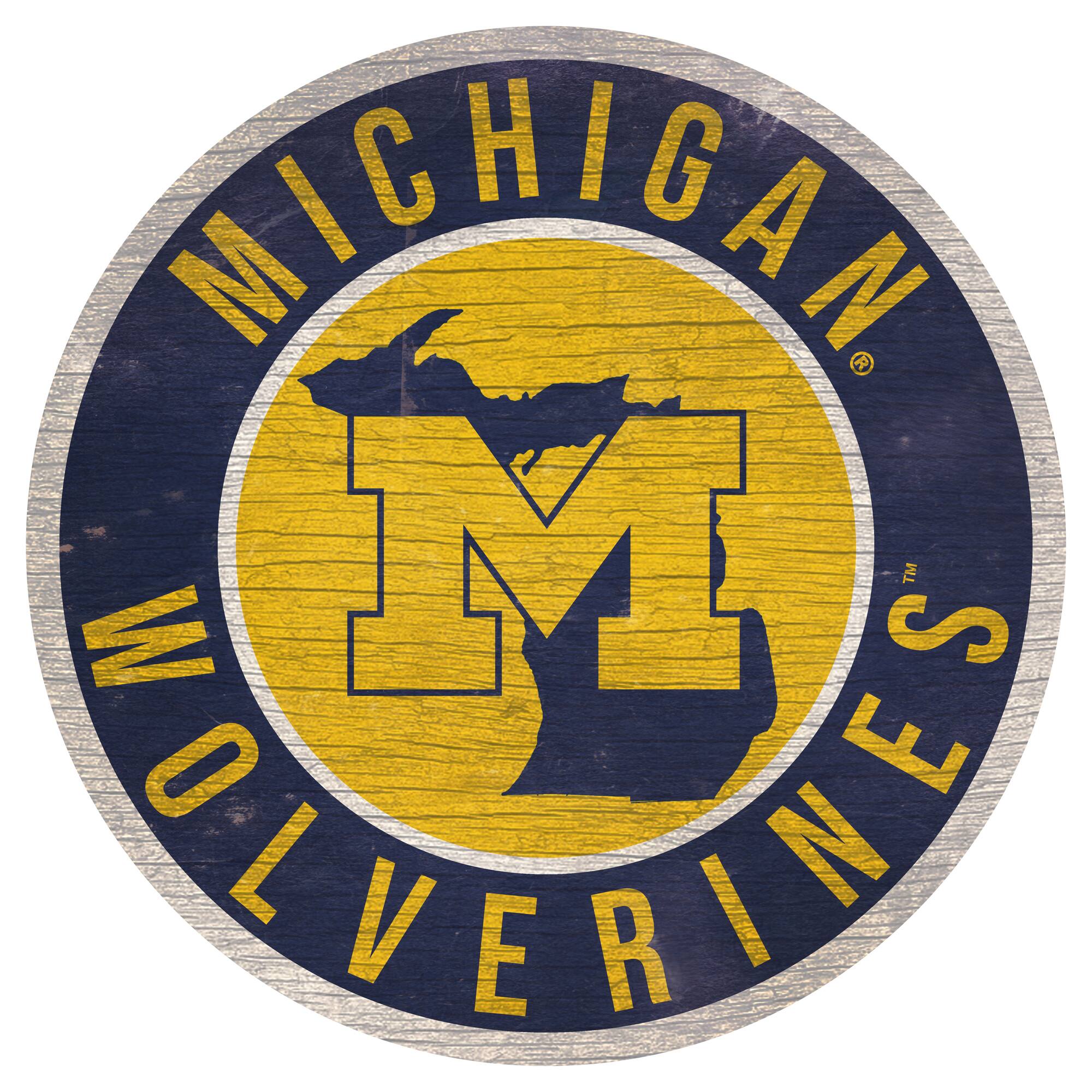 Michigan Wolverines 12'' x 12'' State Circle Sign