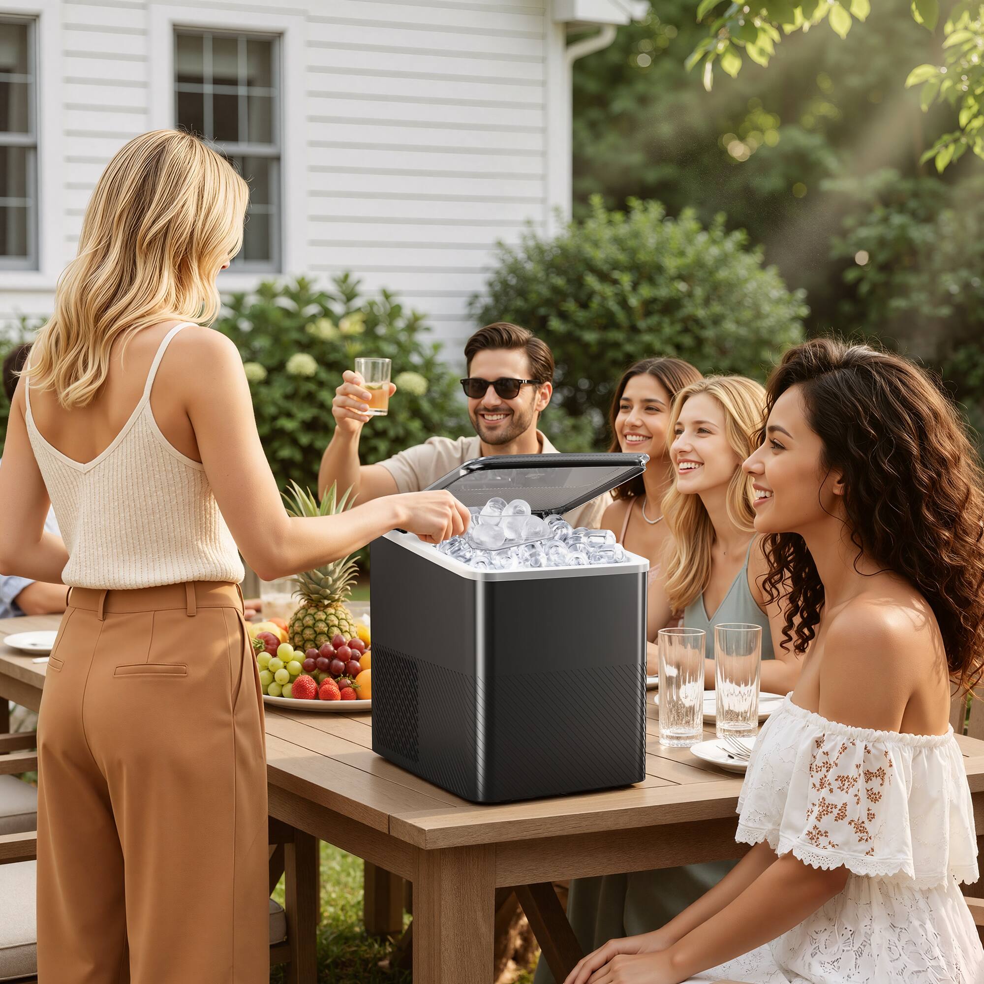Alt View 5. Euhomy - Ice Maker Countertop, Portable Bullet Ice Machine with Self Cleaning, 26.5 Lbs/24H, 2 Size of Bullet-Shipped Ice - Black.