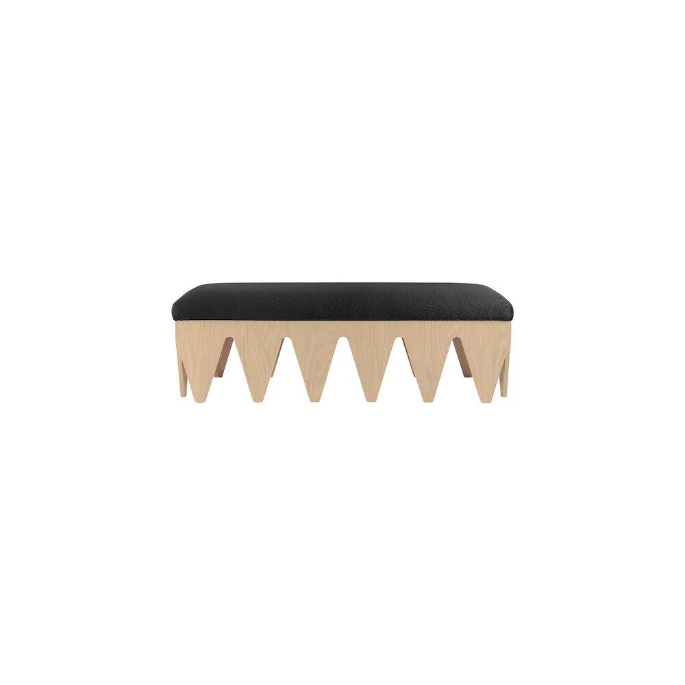 Alt View 2. Meridian Furniture - Altair Black Velour Fur Fabric Bench - Black.