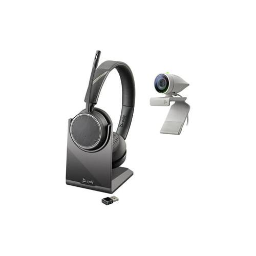 Angle. Poly - Poly Studio P5 Webcam with Voyager 4220 UC Headset Kit.