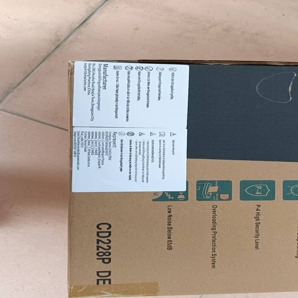 Support: support@woolsche.com  
No.280 Mousha Road, Houjie, Dongguan Shilingyadian, Dongguan City, China  

Manufacturer:  
Address: No.280 Mousha Road, Houjie, Dongguan Shilingyadian, Dongguan City, China  
Contact Person: Noah Hemnand  
Email: Noah@woolsche.com  
Phone: 39ku  

Country and Region: France  

SN: CD228P DE  

Low Noise Below 65dB  
Overloading Protection System  
P-4 High Security Level