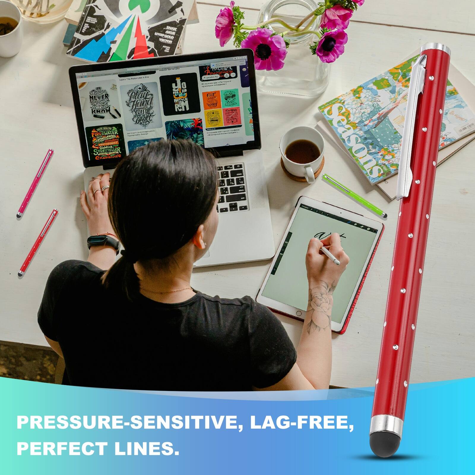 SAK - PSPOD - CPOM Clati NEVER ER KROW Har TYDIRE Pat BOK PIRA EMATER C a C SAUTTHR J OKe So 0 PM NO BK RM TU - GT F - 2 1T - . . - - - -. Seasons Koon 1 PRESSURE-SENSITIVE, LAG-FREE, PERFECT LINES.