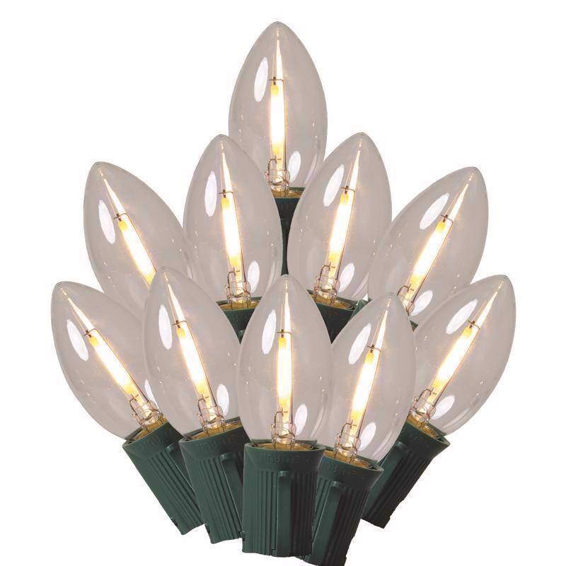Front. Celebrations - Classic LED C9 Warm White 25 ct String Christmas Lights 24 ft. - Clear.