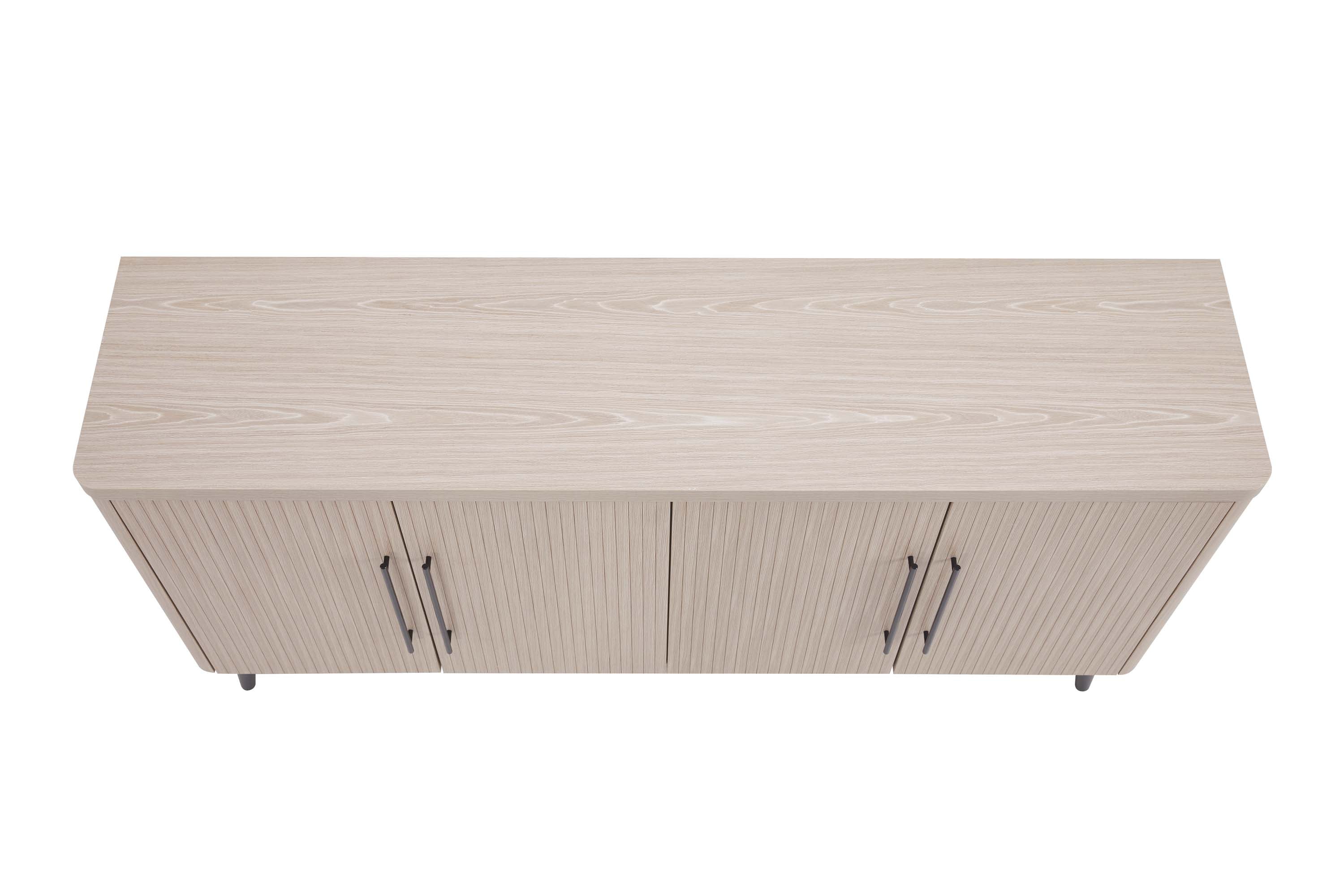 Alt View 4. Manhattan Comfort - Jodie Mid-Century Modern 65" Fluted Sideboard - Whitewashed Oak.