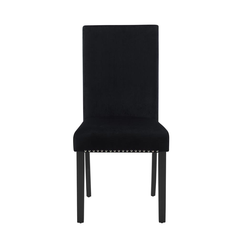Alt View 2. New Classic Furniture - Furniture 37.75" Velvet & Wood Dining Chair in Black (Set of 2) - Black.