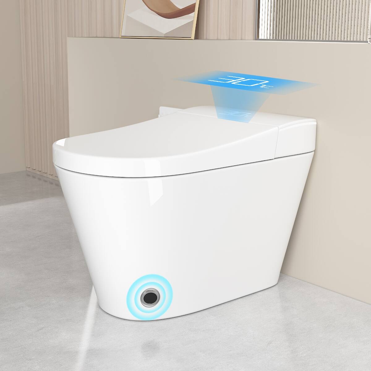 Back. Loheer - Loheer One Piece Smart Toilet with Built In Bidet, Heated Seat and Auto Open Close Lid - White.
